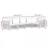 5 részes antracitszürke polyrattan kerti ülőgarnitúra párnákkal