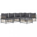 6 részes antracitszürke polyrattan kerti ülőgarnitúra párnákkal