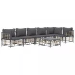 7 részes antracitszürke polyrattan kerti ülőgarnitúra párnákkal