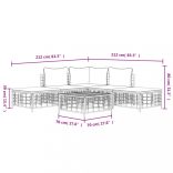 6 részes antracitszürke polyrattan kerti ülőgarnitúra párnákkal