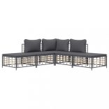 5 részes antracitszürke polyrattan kerti ülőgarnitúra párnákkal