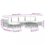 7 részes antracitszürke polyrattan kerti ülőgarnitúra párnákkal