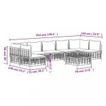 8 részes antracitszürke polyrattan kerti ülőgarnitúra párnákkal