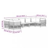 7 részes antracitszürke polyrattan kerti ülőgarnitúra párnákkal