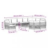 11 részes antracitszürke polyrattan kerti ülőgarnitúra párnával