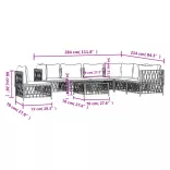 8 részes fehér acél kerti ülőgarnitúra párnákkal