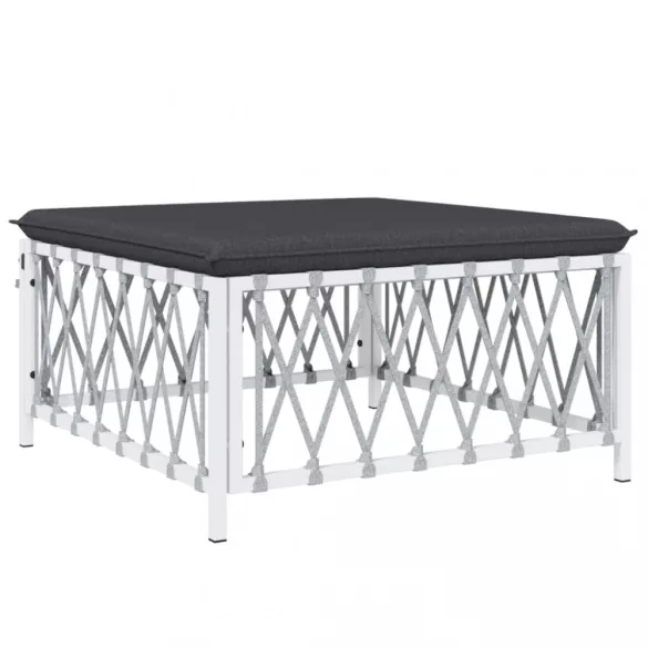 8 részes fehér acél kerti ülőgarnitúra párnákkal