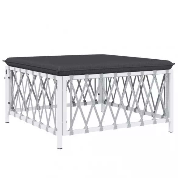 8 részes fehér acél kerti ülőgarnitúra párnákkal