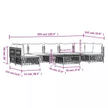 8 részes fehér acél kerti ülőgarnitúra párnákkal