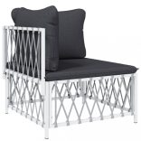 10 részes fehér acél kerti ülőgarnitúra párnákkal