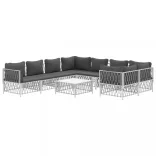 9 részes fehér acél kerti ülőgarnitúra párnákkal