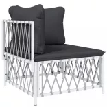 9 részes fehér acél kerti ülőgarnitúra párnákkal