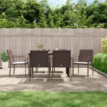 7 részes polyrattan és acél kerti étkezőgarnitúra párnával