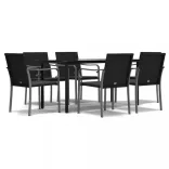 7 részes polyrattan és acél kerti étkezőgarnitúra párnával