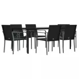 7 részes polyrattan és acél kerti étkezőgarnitúra párnával