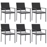 7 részes polyrattan és acél kerti étkezőgarnitúra párnával