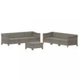 7 részes szürke polyrattan kerti ülőgarnitúra párnákkal