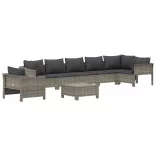 8 részes szürke polyrattan kerti ülőgarnitúra párnákkal