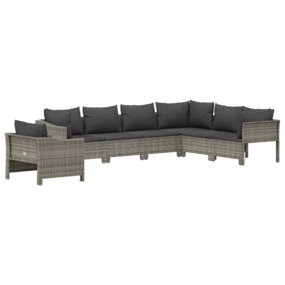 7 részes szürke polyrattan kerti ülőgarnitúra párnákkal