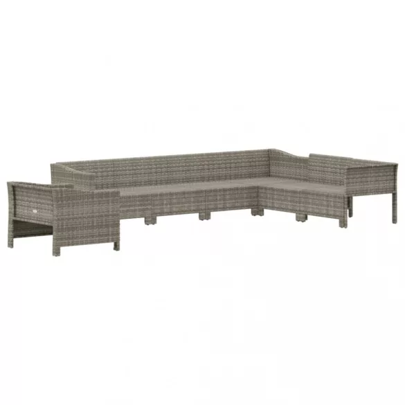 7 részes szürke polyrattan kerti ülőgarnitúra párnákkal