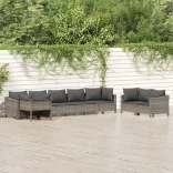 8 részes szürke polyrattan kerti ülőgarnitúra párnákkal