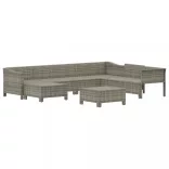 8 részes szürke polyrattan kerti ülőgarnitúra párnákkal