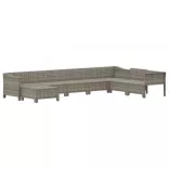 8 részes szürke polyrattan kerti ülőgarnitúra párnákkal