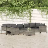 8 részes szürke polyrattan kerti ülőgarnitúra párnákkal