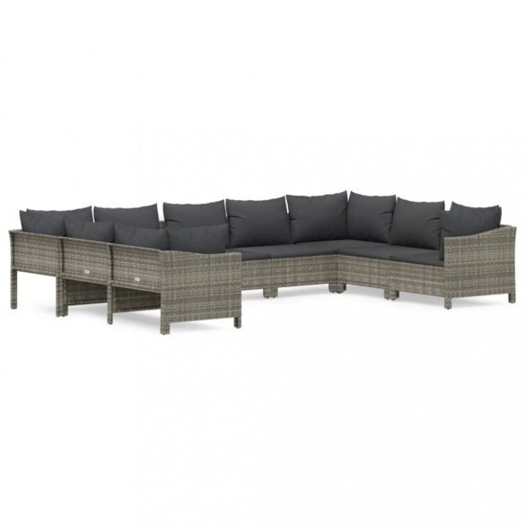 9 részes szürke polyrattan kerti ülőgarnitúra párnákkal