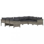 9 részes szürke polyrattan kerti ülőgarnitúra párnákkal