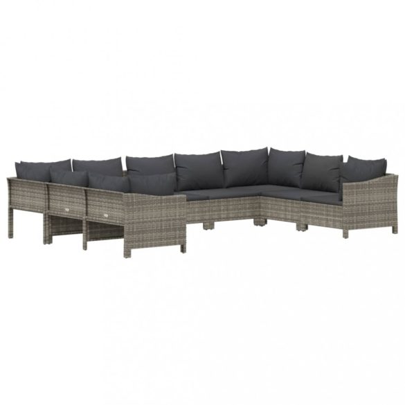 9 részes szürke polyrattan kerti ülőgarnitúra párnákkal