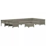 11 részes szürke polyrattan kerti ülőgarnitúra párnákkal