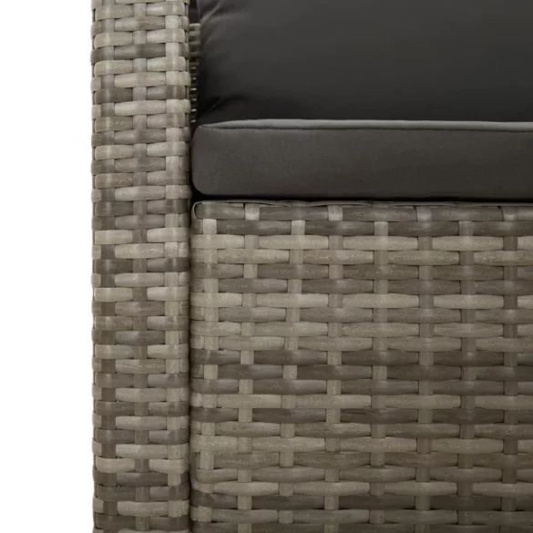 11 részes szürke polyrattan kerti ülőgarnitúra párnákkal