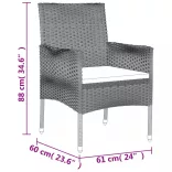 9 részes fekete polyrattan kerti étkezőgarnitúra párnákkal