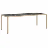 9 részes bézs polyrattan kerti étkezőgarnitúra párnákkal