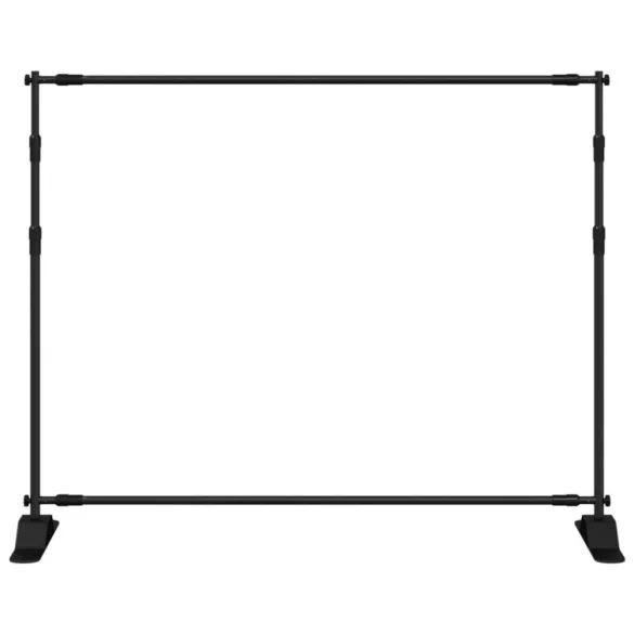 2 db fekete acél háttérállvány 254 x 243 cm
