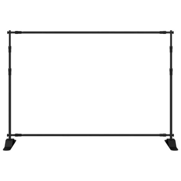 2 db fekete acél háttérállvány 305 x 243 cm