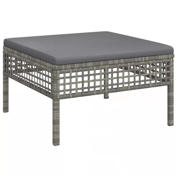 8 részes szürke polyrattan kerti ülőgarnitúra párnákkal