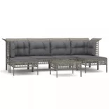 7 részes szürke polyrattan kerti ülőgarnitúra párnákkal