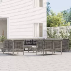   13 részes szürke polyrattan kerti ülőgarnitúra párnákkal