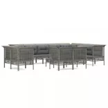 13 részes szürke polyrattan kerti ülőgarnitúra párnákkal