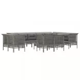 13 részes szürke polyrattan kerti ülőgarnitúra párnákkal