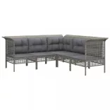 13 részes szürke polyrattan kerti ülőgarnitúra párnákkal