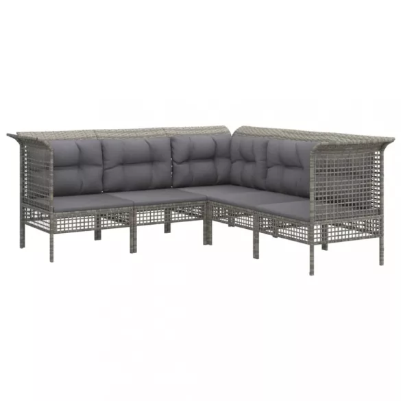 13 részes szürke polyrattan kerti ülőgarnitúra párnákkal