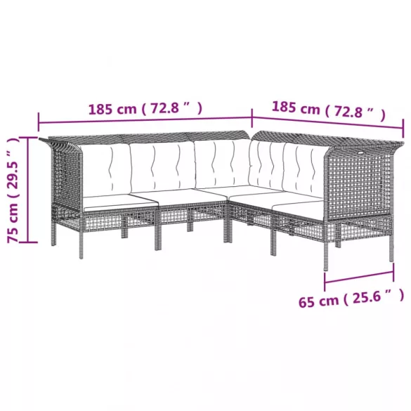 13 részes szürke polyrattan kerti ülőgarnitúra párnákkal