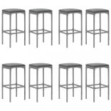 9 részes szürke polyrattan kerti bárszett párnával