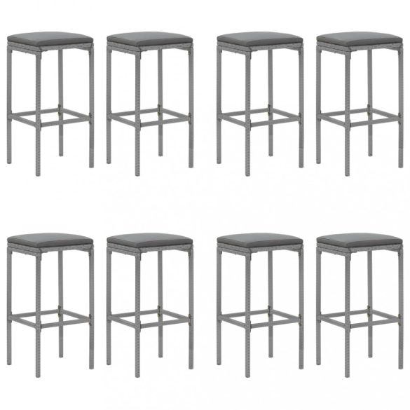 9 részes szürke polyrattan kerti bárszett párnával