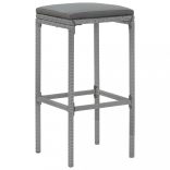 9 részes szürke polyrattan kerti bárszett párnával