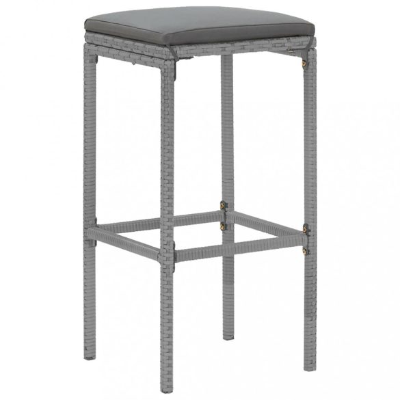 9 részes szürke polyrattan kerti bárszett párnával