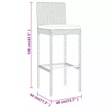 9 részes fekete polyrattan kerti bárszett párnával